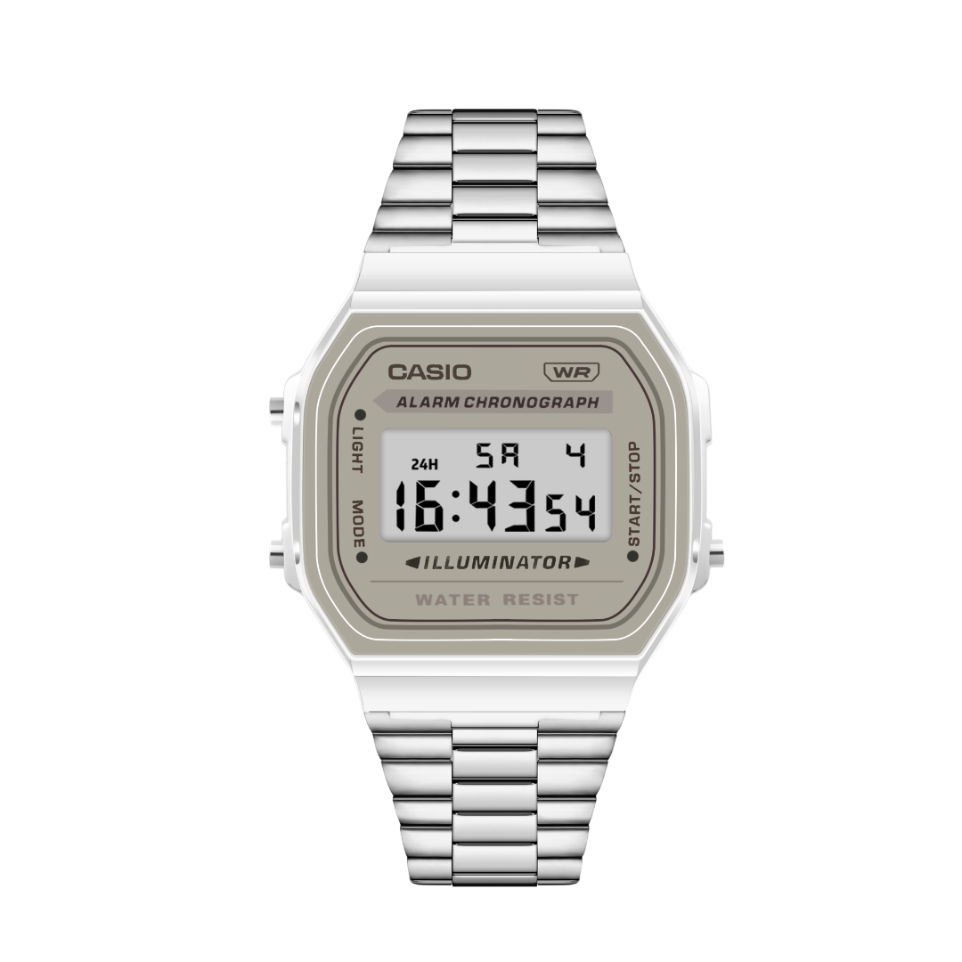 Pearl White A168 Watch | Classic Digital Style | WC Customade